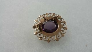 Vintage Gold w/ HUGE 20CT Round Color Changing Synthetic Alexandrite Pin Brooch 9