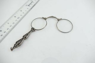 Antique Solid Coin Silver Lorgnette Fold Up .  800ag