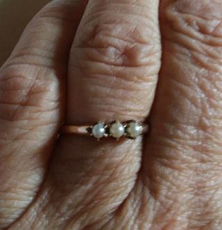 Antique Victorian 10k Gold Pearl Ring Wedding Anniversary Band
