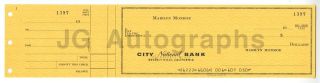 Marilyn Monroe -,  Vintage Personal Bank Check & Check Stub 1397