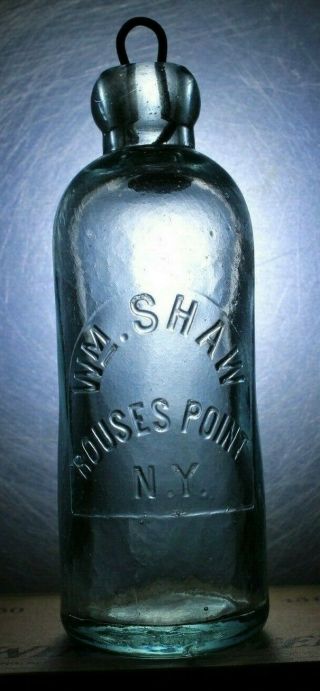 Soda Bottle Vintage William Shaw Rouses Point Ny Blob Top Tombstone Hutch Rare