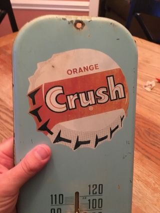 Vintage 1950 ' s Orange Crush Soda Pop Gas Station Metal Thermometer Sign 5