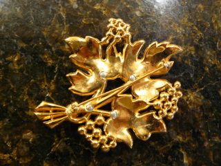 Gorgeous Early Coro Enamel & Rhinestone Flower Brooch / Pin 4