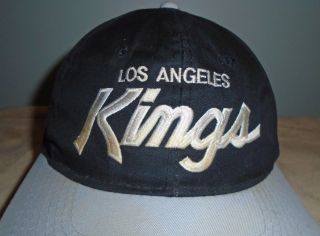 Vtg LOS ANGELES LA KINGS Hockey SCRIPT SNAPBACK HAT Baseball Cap NWA One Size 2