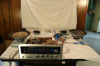 Vintage Magnavox Am/fm Tuner Receiver And Speakers From 1970s Console Stereo