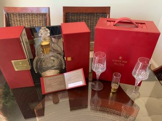 Louis Xiii Bottle With Case And 2 Rare 6oz Crystal Glasses By Christophe Pillet