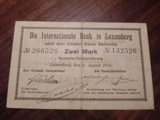 5 August 1914 Banknote Luxembourg - 2 Francs (rare Issue Date) Krause 7
