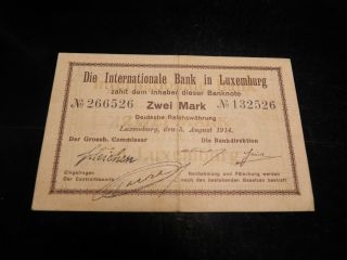 5 August 1914 Banknote LUXEMBOURG - 2 Francs (rare issue date) Krause 7 2