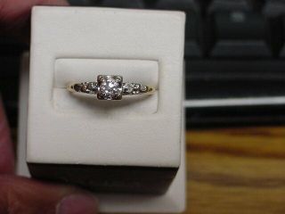 Vintage 14k Gold Ladies Engagement Ring 1/3 Carat Diamond Size 9.  25