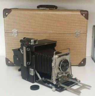 Vintage Graflex Speed Graphic Camera 127mm,  Case & (45,  34,  23)