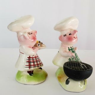 Vintage Pig Enesco Barbecue (BBQ) Chef Cook Cookout Salt Pepper Shakers S&P 4