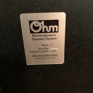 Vintage OHM Bookshelf Speakers Model E 8