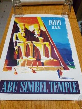 Vintage 1960 Egypt Travel Poster Train Airline Air Art Tourism Railway