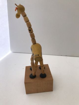 Vintage Giraffe Wooden Push Puppet Wakouwa Made In Italy 3