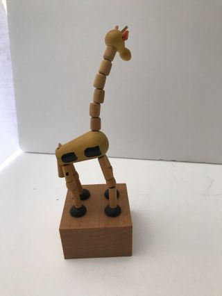Vintage Giraffe Wooden Push Puppet Wakouwa Made In Italy 4