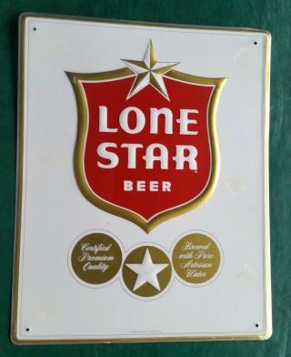 Vintage Texas Lone Star Beer Tin Type Self Framed Embossed Metal Sign