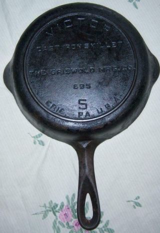 Rare Griswold Mfg Co.  " Victor " 5 695 Cast Iron Skillet Victor