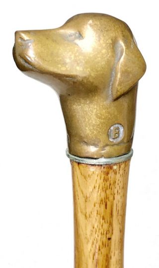 Vintage Antique Weighted Dog’s Head Top Fighting Swagger Knob Walking Stick Cane