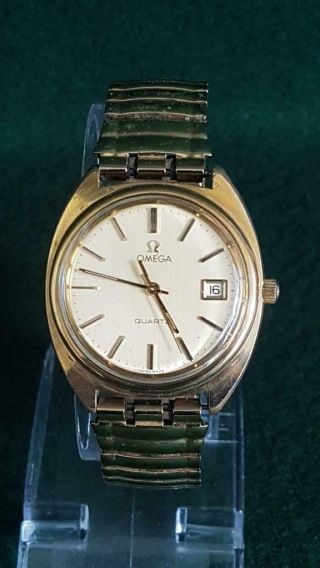 Vintage 1960s Omega Quartz Movement Watch W Date 35mm Stainless Steel Case