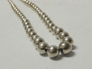 Vintage Antique Mexican " Pearls " Sterling Silver Beads Graduated Necklace 20 " L