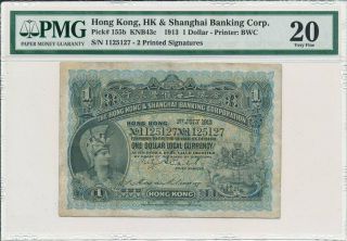 Hong Kong Bank Hong Kong $1 1913 Rare Pmg 20