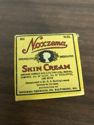 Rare Vintage Noxzema Skin Cream Blue Jar In 10 Cent 1/2 OZ Box With Ins 2