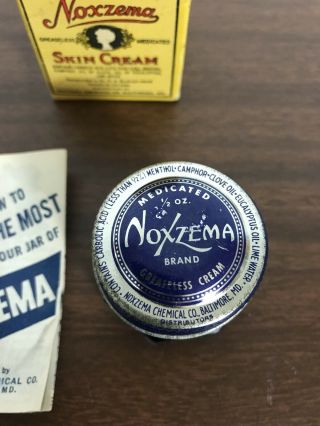Rare Vintage Noxzema Skin Cream Blue Jar In 10 Cent 1/2 OZ Box With Ins 8