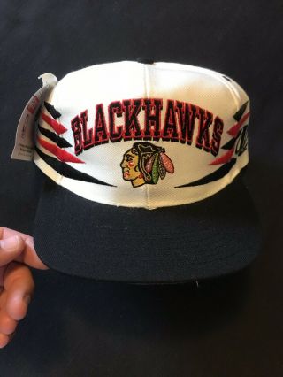Vintage 1990’s Nhl Big Logo Chicago Blackhawks Snapback Hat With Tags