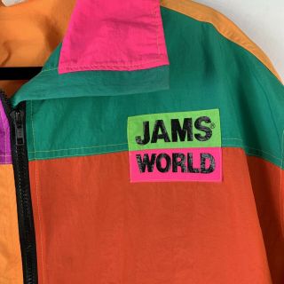 Vintage 80’s Jams World Windbreaker Jacket Large Neon Colorblock Honolulu Hawaii 3