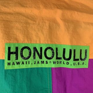 Vintage 80’s Jams World Windbreaker Jacket Large Neon Colorblock Honolulu Hawaii 6