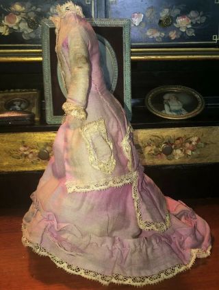 Rare Antique French Fashion Doll Couture 2 - Piece Dress Early Extraordinary 