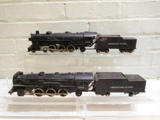 Vintage American Flyer Trains S Scale Steam Engines Metal 290 And Plastic 282