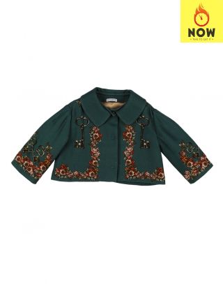 Rrp €545 Dolce & Gabbana Silk & Wool Vintage Jacket Size 3y / 95 - 101cm Floral
