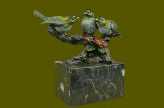 Statue Vintage Figurine Solid Brass Bronze Birds Finch On The Branch Figure Gift