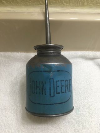 Vintage Advertising John Deere Blue Oil Can Interstate Tractor Roseburg Oregon