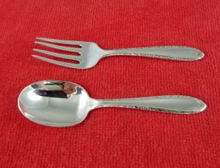 Southern Charm By Alvin Sterling Silver 2 Piece Baby Fork And Spoon Set 4 1/4 "