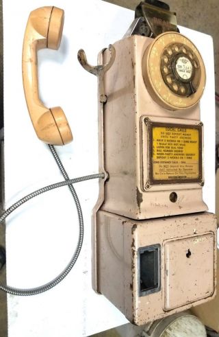 Vintage 1955 Western Electric Bell System Rotary Pay Phone 3 Coin Slot Automatic