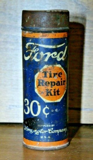 Ford Tire Tube Repair Kit Patch Vintage 30 Cent Tin Can Rare Auto Motor Antique