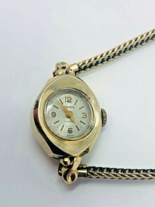 Gruen Womans Vintage 14k Solid Gold Ladies Watch 17 Jewels