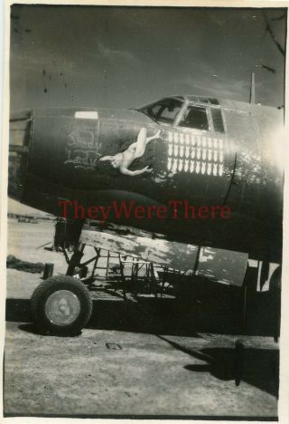 Wwii Photo - 17th Bomb Group - B - 26 Bomber Plane Nose Art - Shady Lady