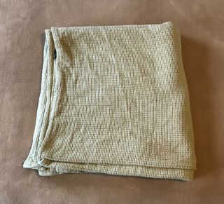 Vintage Ralph Lauren 100 Cotton Blanket Beige Tan Woven Made In Usa 90 " X 90 "
