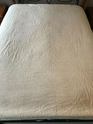 Vintage Ralph Lauren 100 Cotton Blanket Beige Tan Woven Made in USA 90 