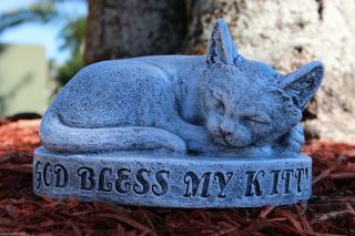 Cat Monument Concrete Statue Garden Vintage Outdoor Grave Marker Decor
