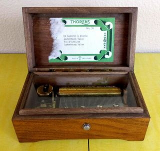 Rare N.  Vintage Switzerland Wood Music Box Thorens No.  30 Four Songs 2