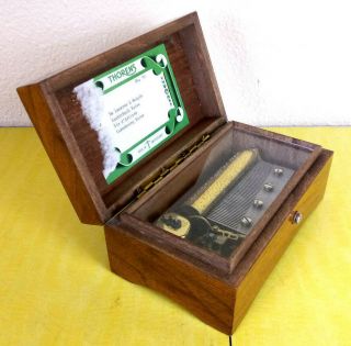 Rare N.  Vintage Switzerland Wood Music Box Thorens No.  30 Four Songs 3