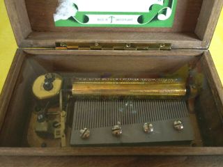 Rare N.  Vintage Switzerland Wood Music Box Thorens No.  30 Four Songs 6