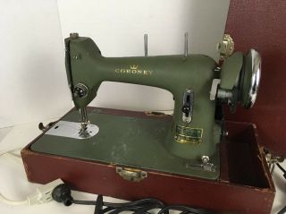 Vintage Coronet Husqvarna Sewing Machine Green Made In Sweden In Carry Case