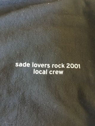 RARE Vintage Sade 2001 Lovers Rock Tour Concert Local Crew T Shirt Size XL 3