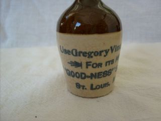 Vintage Advertising Stoneware Mini Jug For Gregory Vinegar St.  Louis,  Mo.