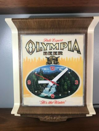 Vintage Olympia Beer Waterfall Electric Sign And Clock
